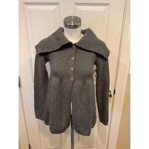 Vince Gray Wool Exaggerated Collar Cardigan, Size XS
